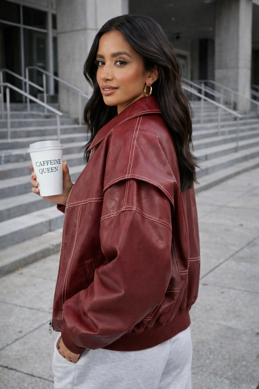 VIVIEN | Oversized leren jas