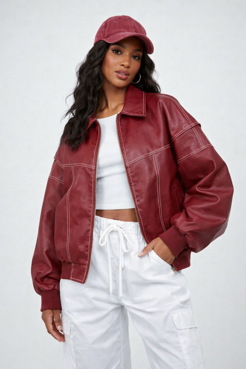 VIVIEN | Oversized leren jas